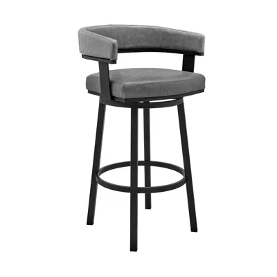 Hivvago Jack 26 Inch Counter Height Bar Stool, Swivel Chair, Faux Leather, Gray