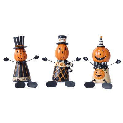 Hivvago Jack O Lantern Shelf Sitter (set Of 3) In Multi