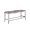 Hivvago Jay 54 Inch Fabric Upholstered Counter Height Bench, White In Gray