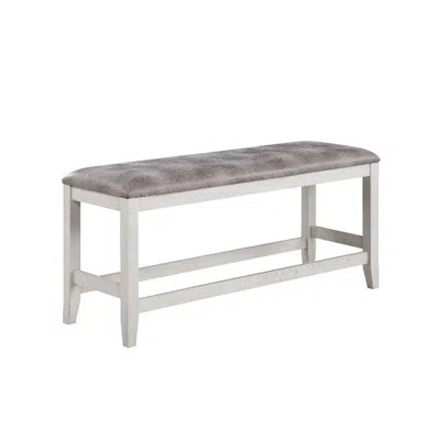 Hivvago Jay 54 Inch Fabric Upholstered Counter Height Bench, White In Gray
