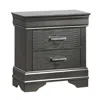Hivvago Jean Nightstand, 2 Drawers, Curved Frame, 24 Inch Dark Gray Solid Wood In Gray
