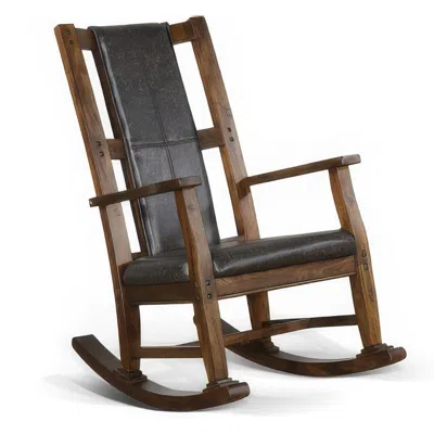 Hivvago Jenne Rocking Chair, Faux Leather Seat And Back, Antique Dark Brown
