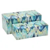 Hivvago Jenny Small Decorative Box Set Of 2, Abstract Marbled Teal Blue Glass In Multi