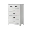 Hivvago Jermy 47 Inch Tall Dresser, 5 Drawers, Black Handles, Crisp White Finish In White