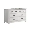 Hivvago Jermy 51 Inch Wide Dresser, 6 Drawers, Black Handles, Crisp White Finish In White