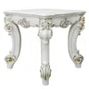 Hivvago Jess 26 Inch Side End Table, Traditional Scrolled Legs, Brushed Gold, White In White