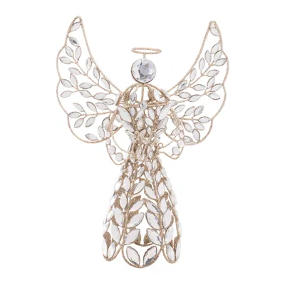 Hivvago Jeweled Metal Angel Tree Topper 13"h In Gold
