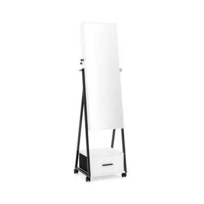 Hivvago Jewelry Cabinet With Full Length Mirror-white