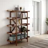 Hivvago Jeyn Bookcase, 5 Fixed Display Shelves, 70 Inch Natural Brown Wood