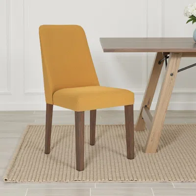 Hivvago Jeyn Dining Side Chair Set Of 2, Solid Hardwood, Yellow Polyester
