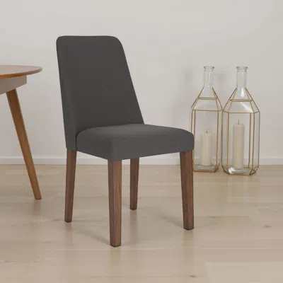 Hivvago Jeyn Dining Side Chair Set Of 2, Solid Wood, Charcoal Gray Polyester