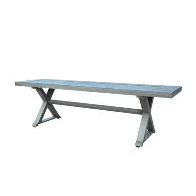 Hivvago Jica Outdoor Dining Bench, X Shape Legs, Slatted Dark Gray Metal, 59 Inch In Blue