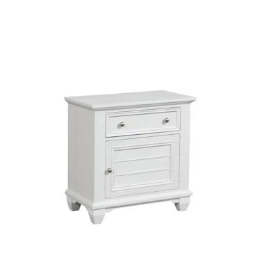 Hivvago Jims 28 Inch Nightstand, Single Door And Drawer, Cup Handles, White Wood