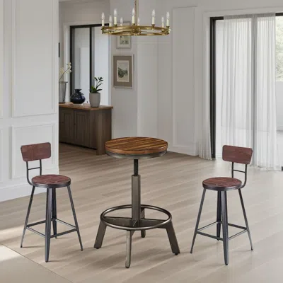 Hivvago Jin Swivel Counter Height Stool Set Of 2, Dining Adjustable, Brown