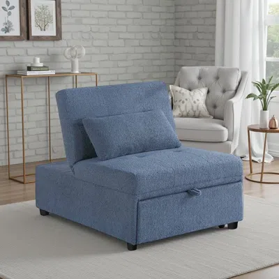 Hivvago Jiya Convertible Sofa Chair To Single Bed, Blue Fabric, 76 Inch