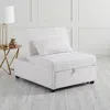 Hivvago Jiya Convertible Sofa Chair To Single Bed, White Fabric, 76 Inch In White