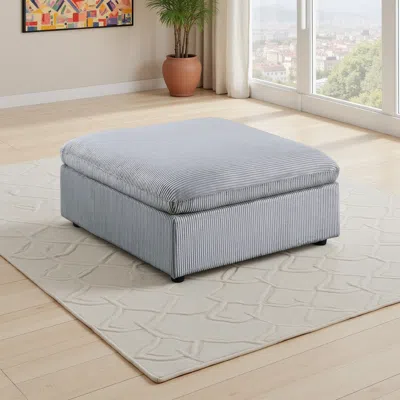 Hivvago Joana Cocktail Ottoman, Light Gray Corduroy, Modular Square 39 Inch