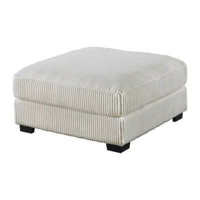 Hivvago Joana Cocktail Ottoman, Light Gray Wide Welt Corduroy Fabric, 37 Inch In White