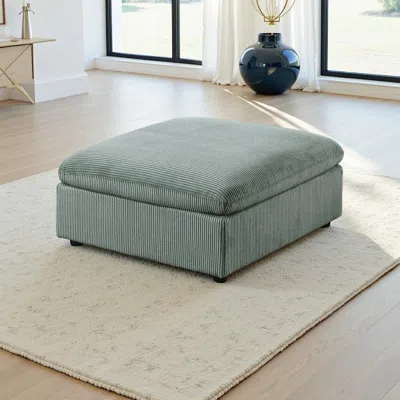 Hivvago Joana Cocktail Ottoman, Sage Green Corduroy, Modular Square 39 Inch