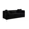 Hivvago Joel 73 Inch Modern Sofa With 3 Pillows, Tufted Black Velvet, Silver Legs