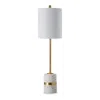 Hivvago Joen 31 Inch Modern Table Lamp, Round White Terrazzo Base, Gold Brass Metal