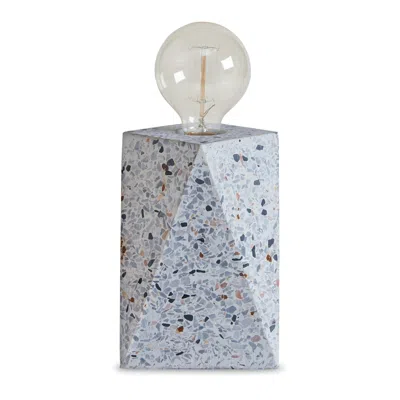 Hivvago Joen 7 Inch Modern Small Table Lamp, Solid Stone Sculpture, White Terrazzo In Gray