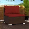 Hivvago Joez Patio Armless Chair Modular Sofa Seat, Square, Poly Rattan, Red In Red
