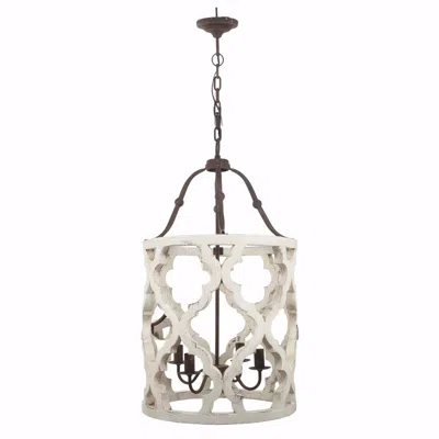 Hivvago Joliette 4 Light Wood Chandelier, White In Neutral