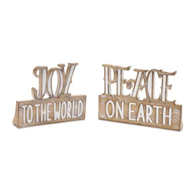 Hivvago Joy And Peace Sign (set Of 2) In Gold
