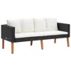 Hivvago Joy Outdoor 2 Seater Sofa, White Cushion, Black Poly Rattan, 65 Inch