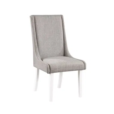 Hivvago Joyce 25 Inch Side Dining Chair Set Of 2, Wingback, Gray Linen, White Wood