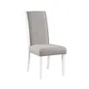 Hivvago Joyce 26 Inch Side Dining Chair Set Of 2, Gray Linen Upholstery, White Wood In Gray