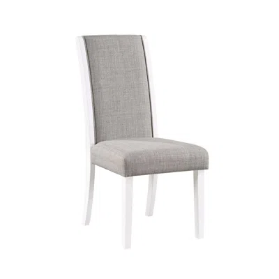 Hivvago Joyce 26 Inch Side Dining Chair Set Of 2, Gray Linen Upholstery, White Wood