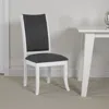 Hivvago Judy Dining Side Chair Set Of 2, Flared Legs, White Wood, Gray Fabric In White