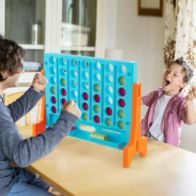 Hivvago Jumbo 4-to-score Connect Game Set With Carrying Bag And 42 Coins-green In Blue
