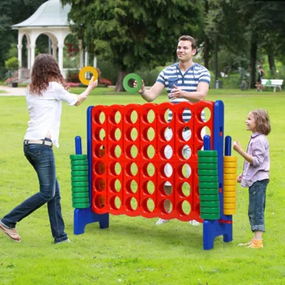 Hivvago Jumbo 4-to-score Giant Game Set With 42 Jumbo Rings And Quick-release Slider-blue In Red