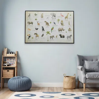 Hivvago Jungle Animals Alphabet Black Floater Frame Wall Art In Multi