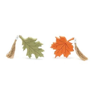 Hivvago Jute Fall Leaf (set Of 2) In Multi