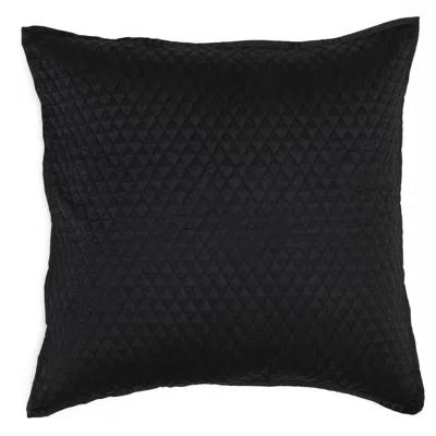 Hivvago Kahn 26 Inch Hand Stitched Soft Sateen Euro Pillow Sham, Cotton Fill Black