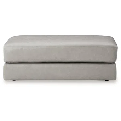 Hivvago Kaite 44 Inch Ottoman, Plush Top Cushion, Genuine And Faux Leather, Gray