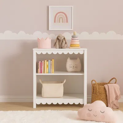 Hivvago Kally Standing Bookcase, 3 Open Shelves, Matte White Wood, 41 Inch