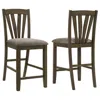 Hivvago Kana Counter Height Chair Set Of 2, Gray Fabric, Brown Wood Frame