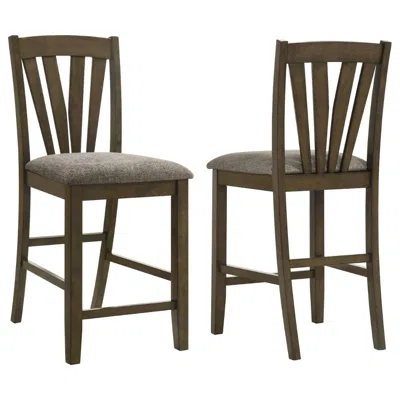 Hivvago Kana Counter Height Chair Set Of 2, Gray Fabric, Brown Wood Frame