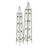 Hivvago Kanye Garden Trellis Set Of 2, Leaf Details Vertical Plant Green Metal In Multi