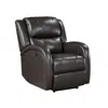 Hivvago Karena 38 Inch Power Reclining Accent Chair, Brown Faux Leather, Solid Wood In Black