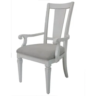 Hivvago Kate 24 Inch Dining Armchair Set Of 2, Light Gray Linen, White Wood Frame