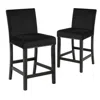 Hivvago Kate 40 Inch Wooden Counter Height Chair With Velvet Seat, Set Of 2, Black In Black