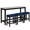 Hivvago Kate 60 Inch 4 Piece Bar Table Set With Upholstered Stools, Blue In Blue