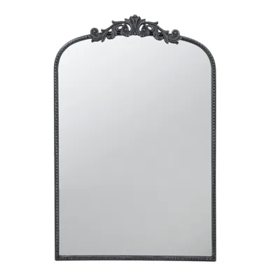 Hivvago Kea 36 Inch Wall Mirror, Black Curved Metal Frame, Baroque Accent Design