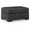 Hivvago Keaton Oversized Accent Ottoman, Black Faux Leather, 40 Inch In Gray